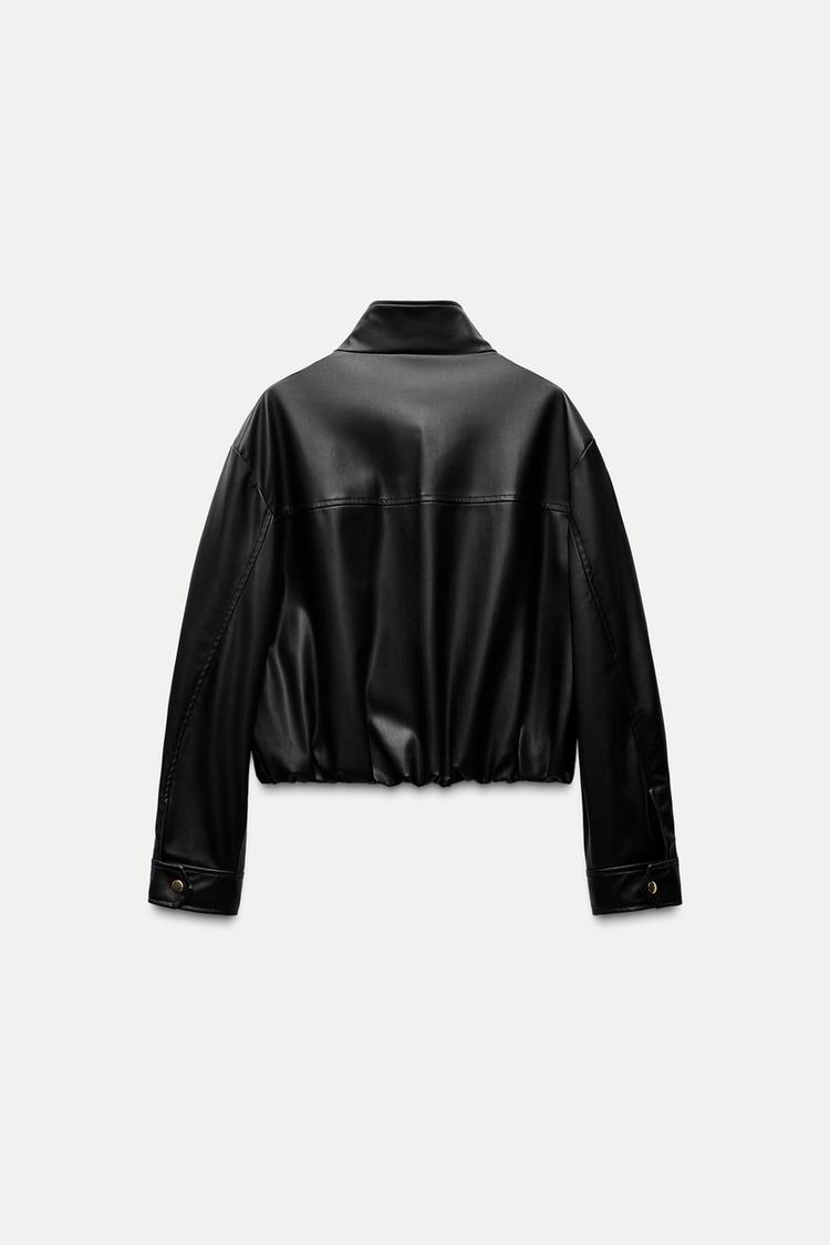 BLOUSON À COL MONTANT EN CUIR SYNTHÉTIQUE