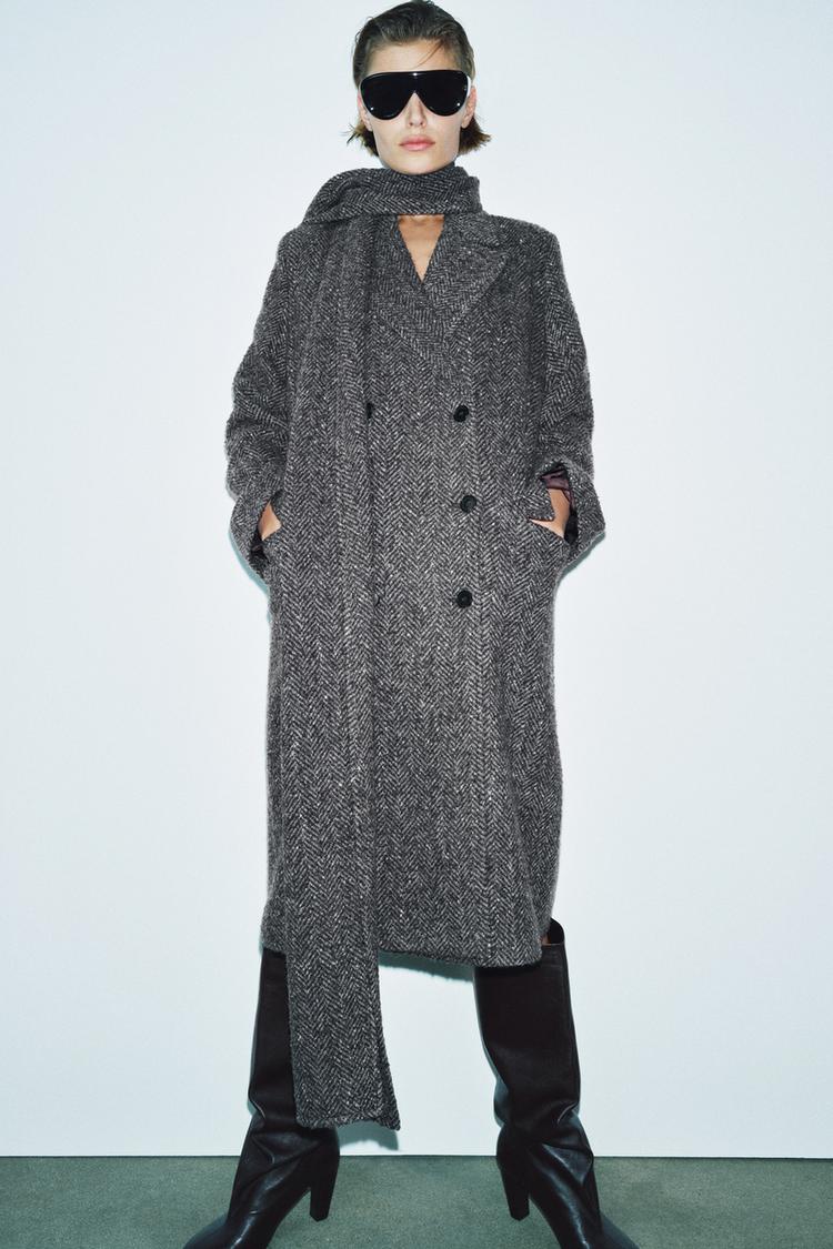 MANTEAU OVERSIZE AVEC ÉCHARPE ZW COLLECTION