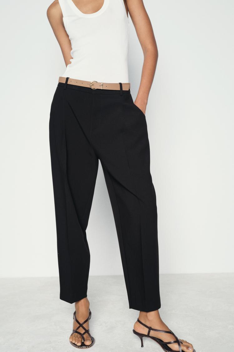 PANTALON À PLIS SANS CEINTURE