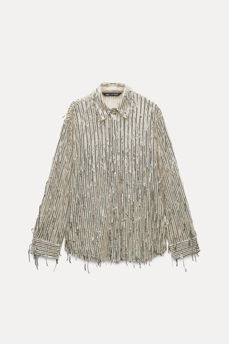 CHEMISE À FRANGES ET SEQUINS
