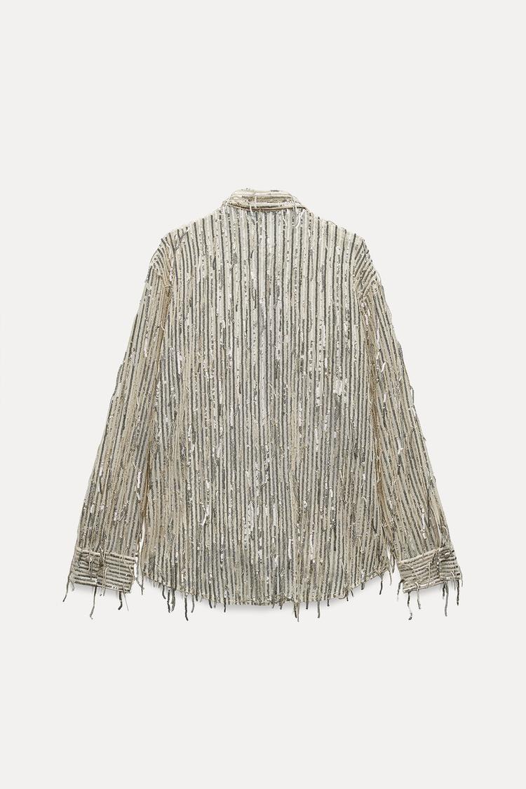 CHEMISE À FRANGES ET SEQUINS