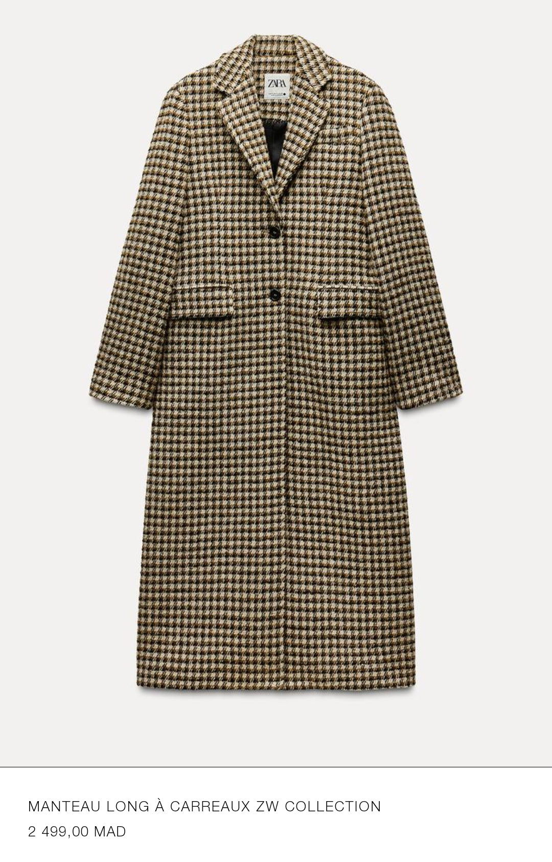 MANTEAU LONG À CARREAUX ZW COLLECTION