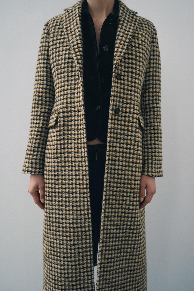 MANTEAU LONG À CARREAUX ZW COLLECTION