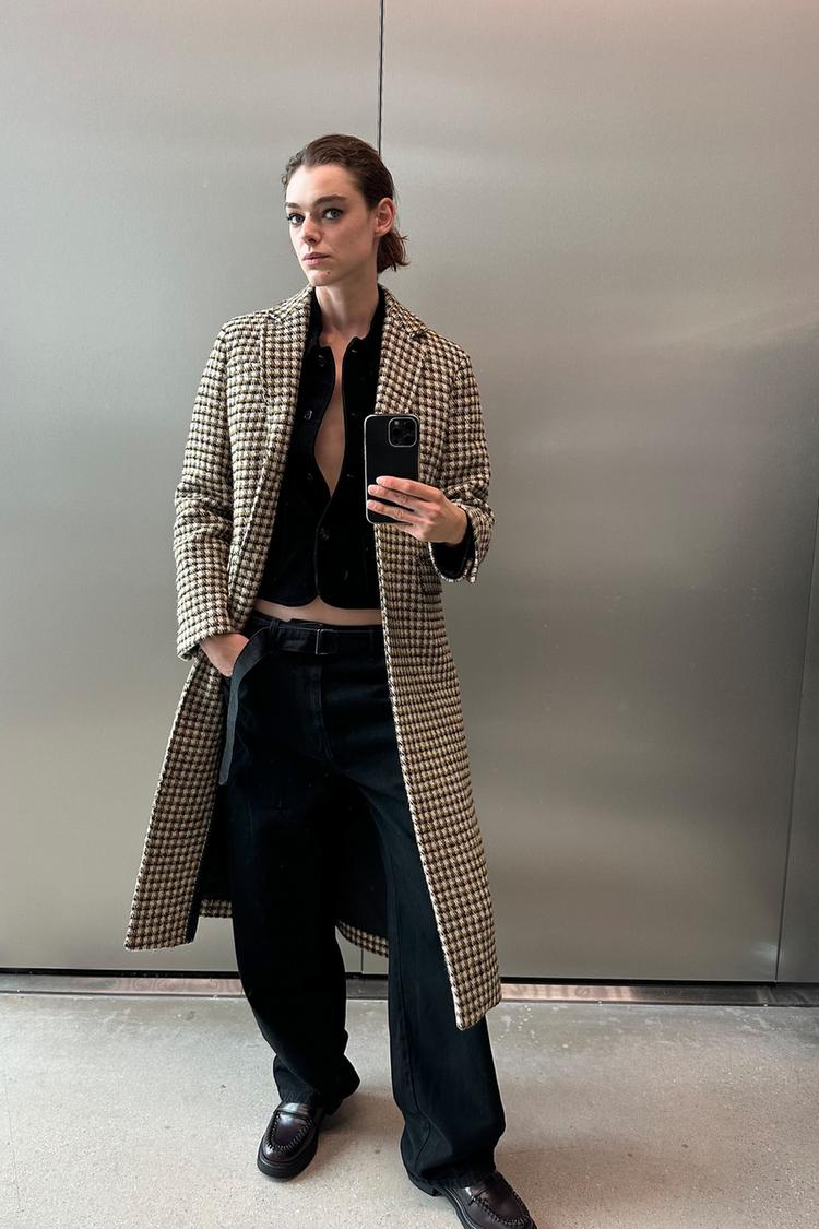 MANTEAU LONG À CARREAUX ZW COLLECTION