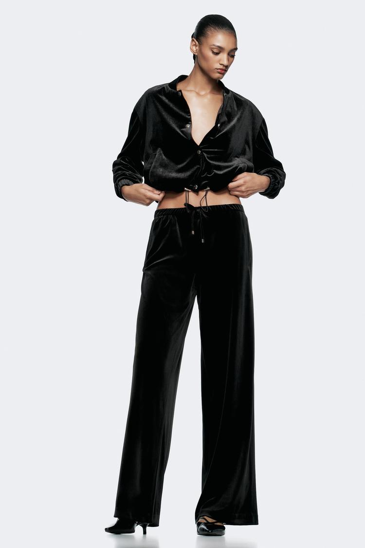 ENSEMBLE BLOUSON BOMBER | PANTALON LARGE EN VELOURS