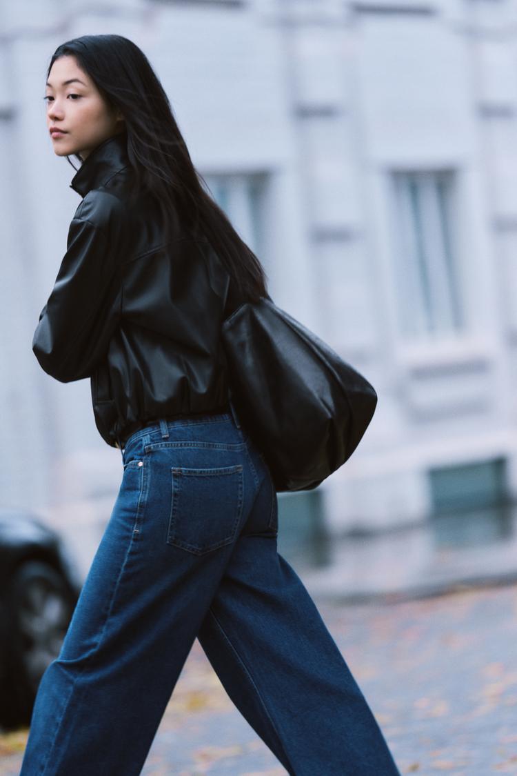 BLOUSON À COL MONTANT EN CUIR SYNTHÉTIQUE