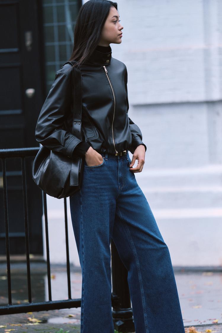 BLOUSON À COL MONTANT EN CUIR SYNTHÉTIQUE