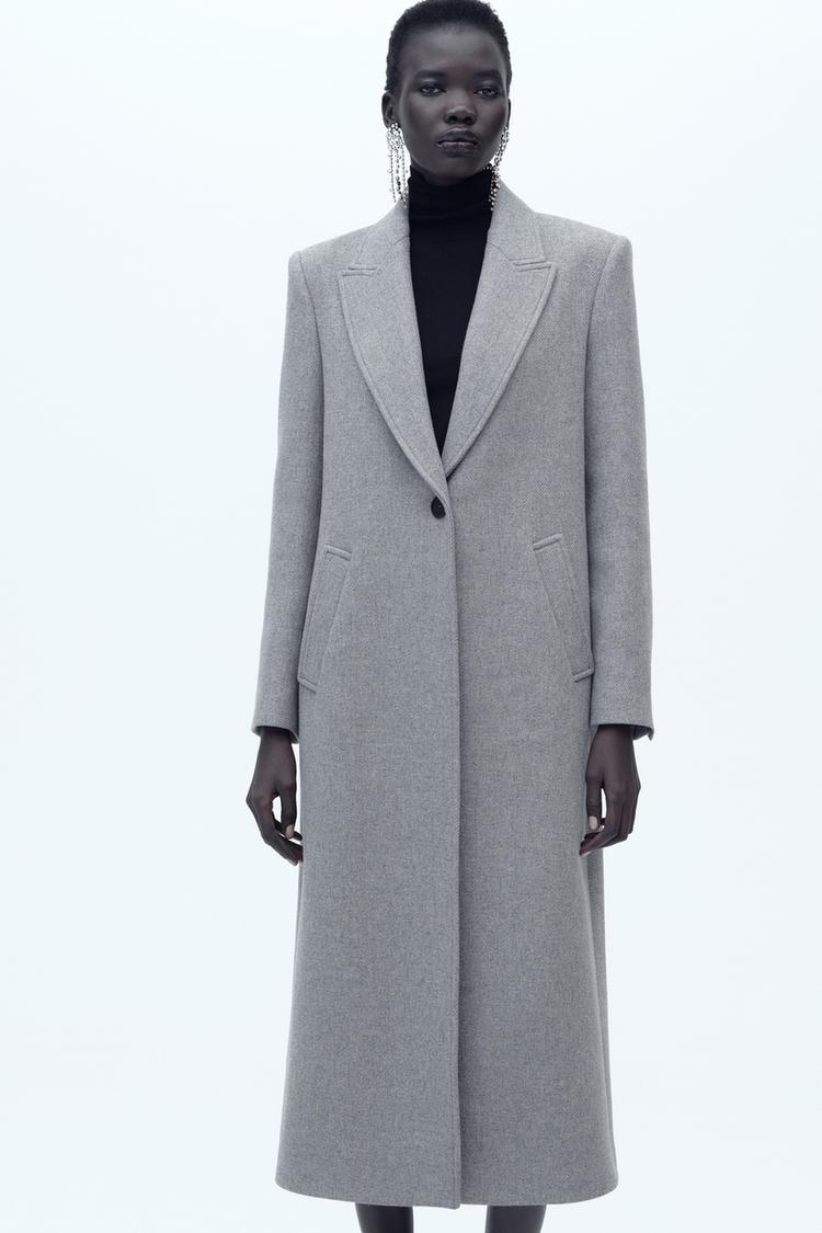 MANTEAU LONG AVEC ÉPAULETTES EN LAINE