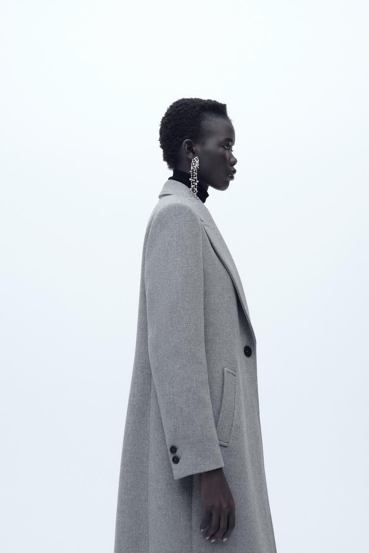 MANTEAU LONG AVEC ÉPAULETTES EN LAINE