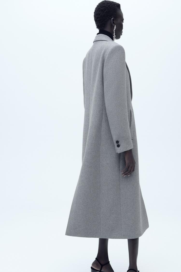 MANTEAU LONG AVEC ÉPAULETTES EN LAINE