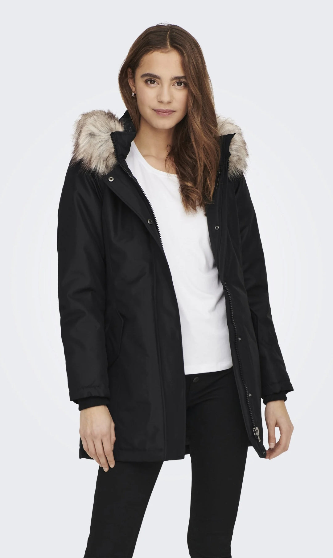 ONLY FEM WOV - PARKA - BLACK DÉTAIL NATURE FUR