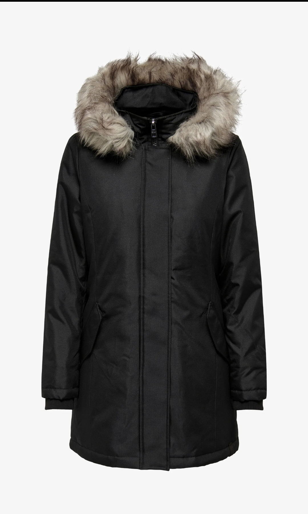 ONLY FEM WOV - PARKA - BLACK DÉTAIL NATURE FUR