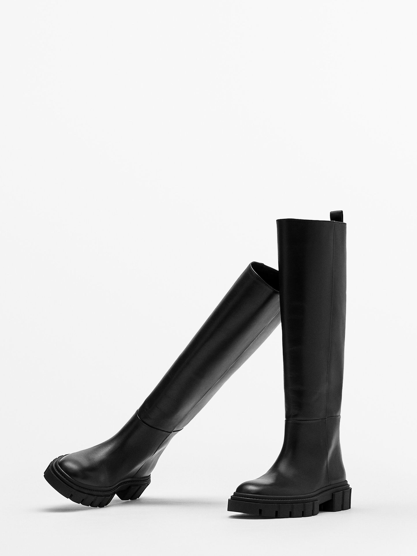 MASSIMO DUTTI BOTTES CUIR NOIRES SUPER TRACK