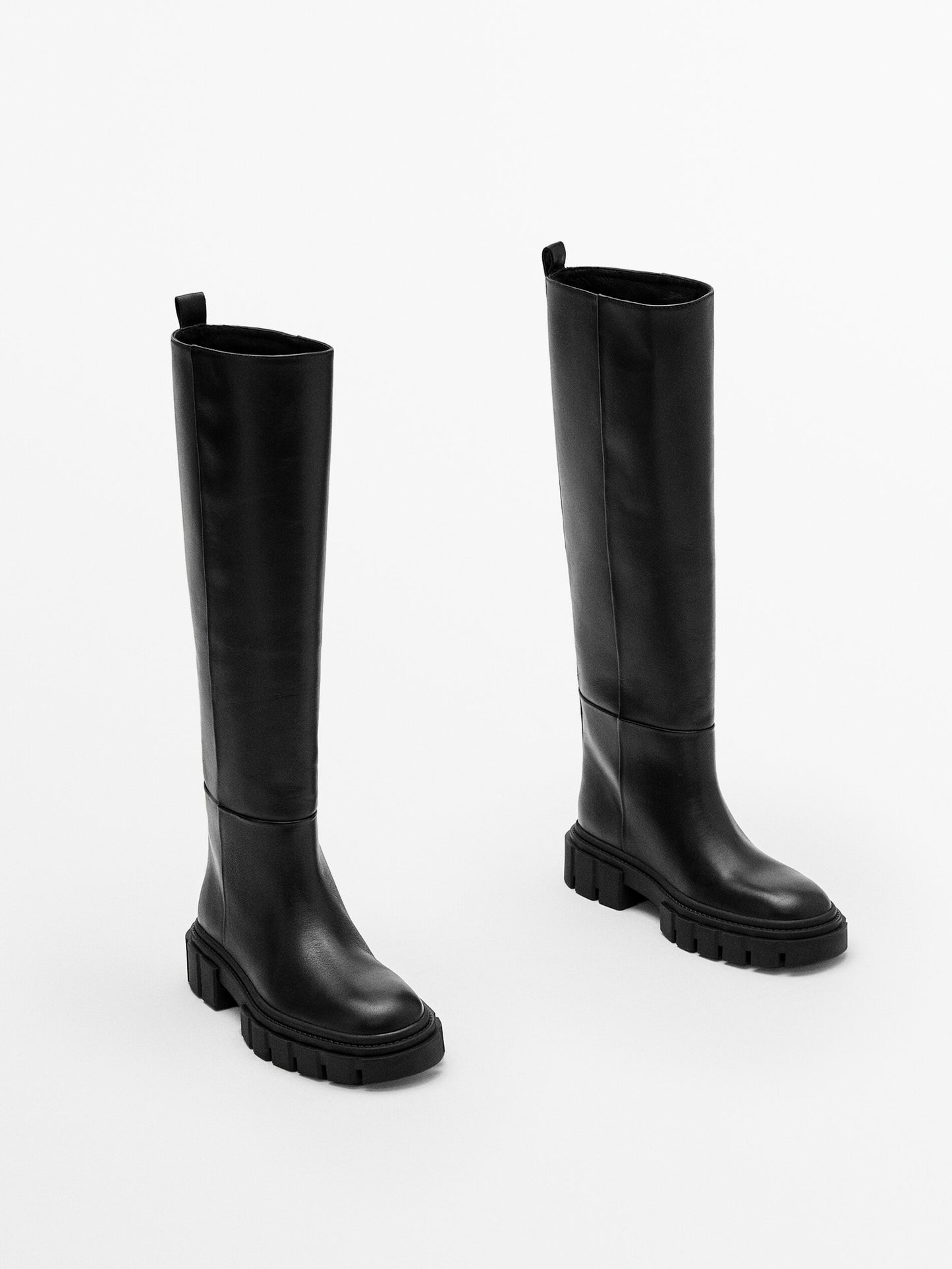 MASSIMO DUTTI BOTTES CUIR NOIRES SUPER TRACK