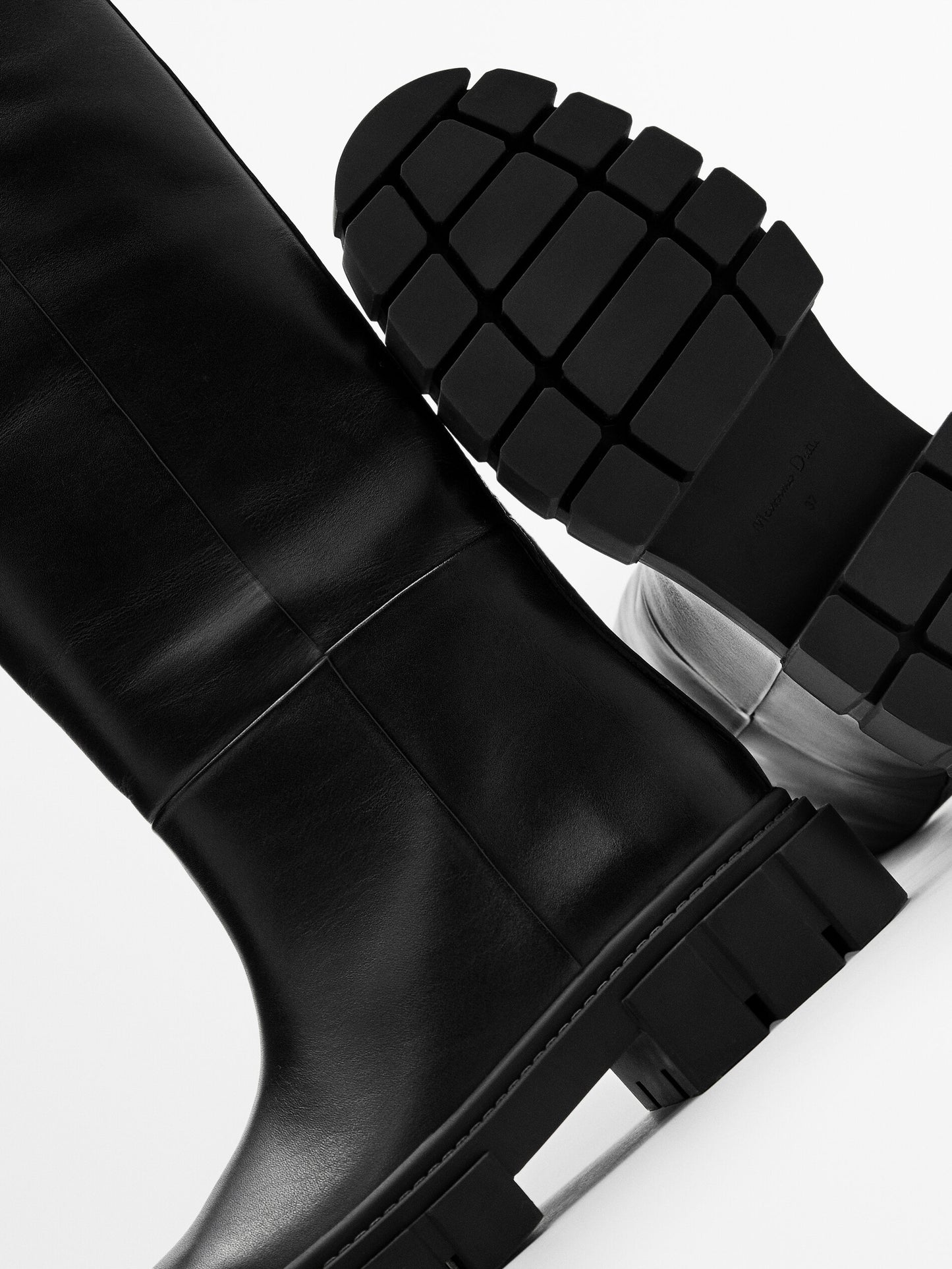 MASSIMO DUTTI BOTTES CUIR NOIRES SUPER TRACK