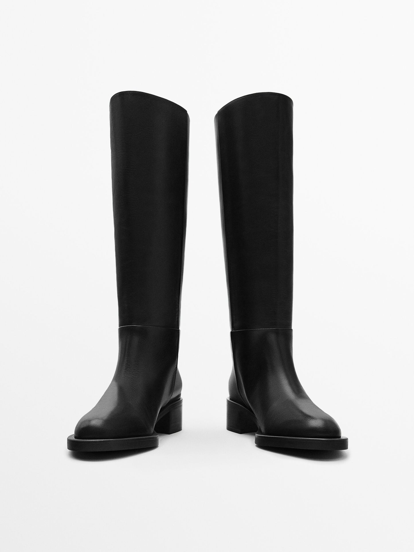 MASSIMO DUTTI BOTTES PLATES EN CUIR STYLE ÉQUESTRE