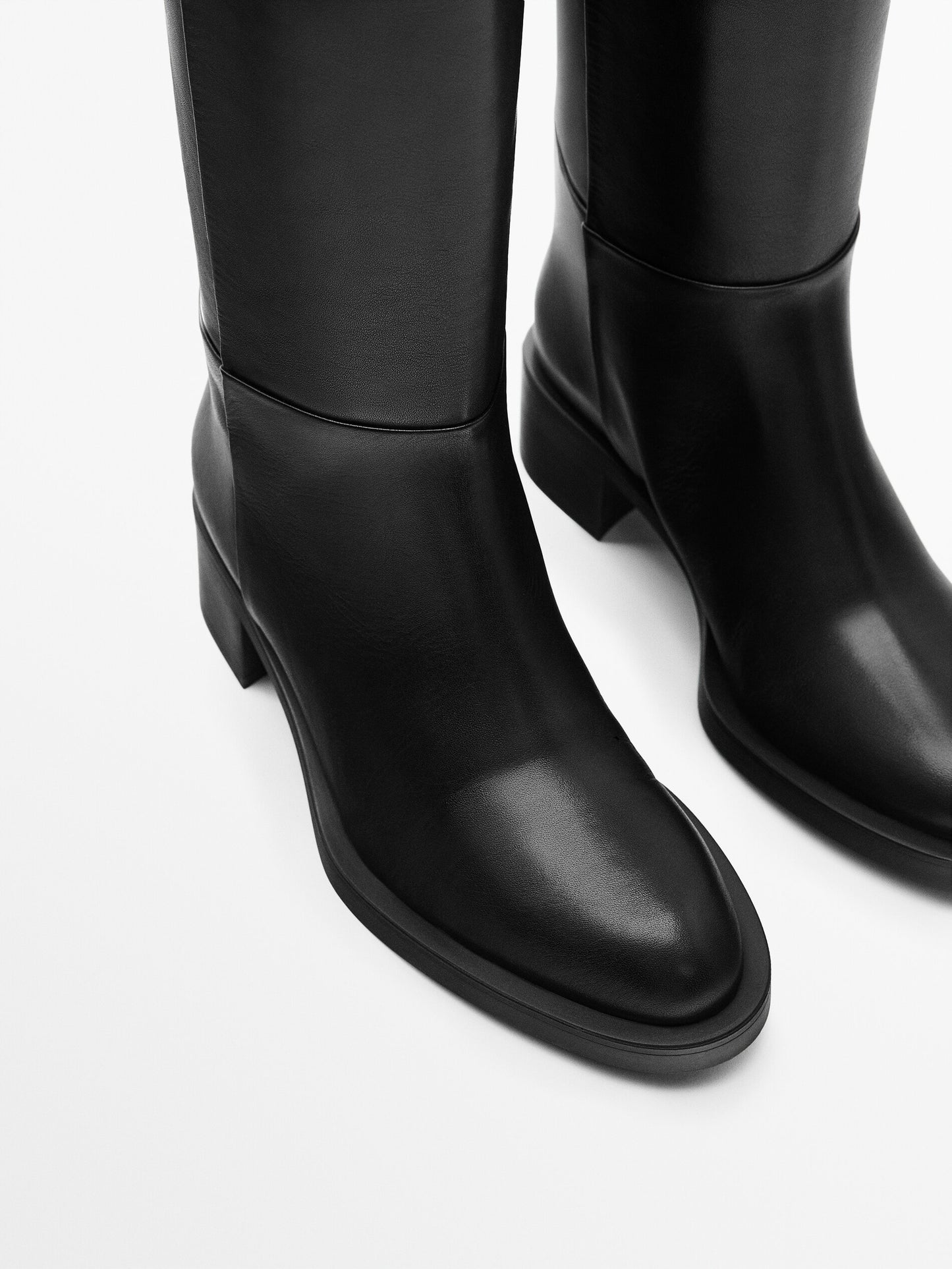 MASSIMO DUTTI BOTTES PLATES EN CUIR STYLE ÉQUESTRE