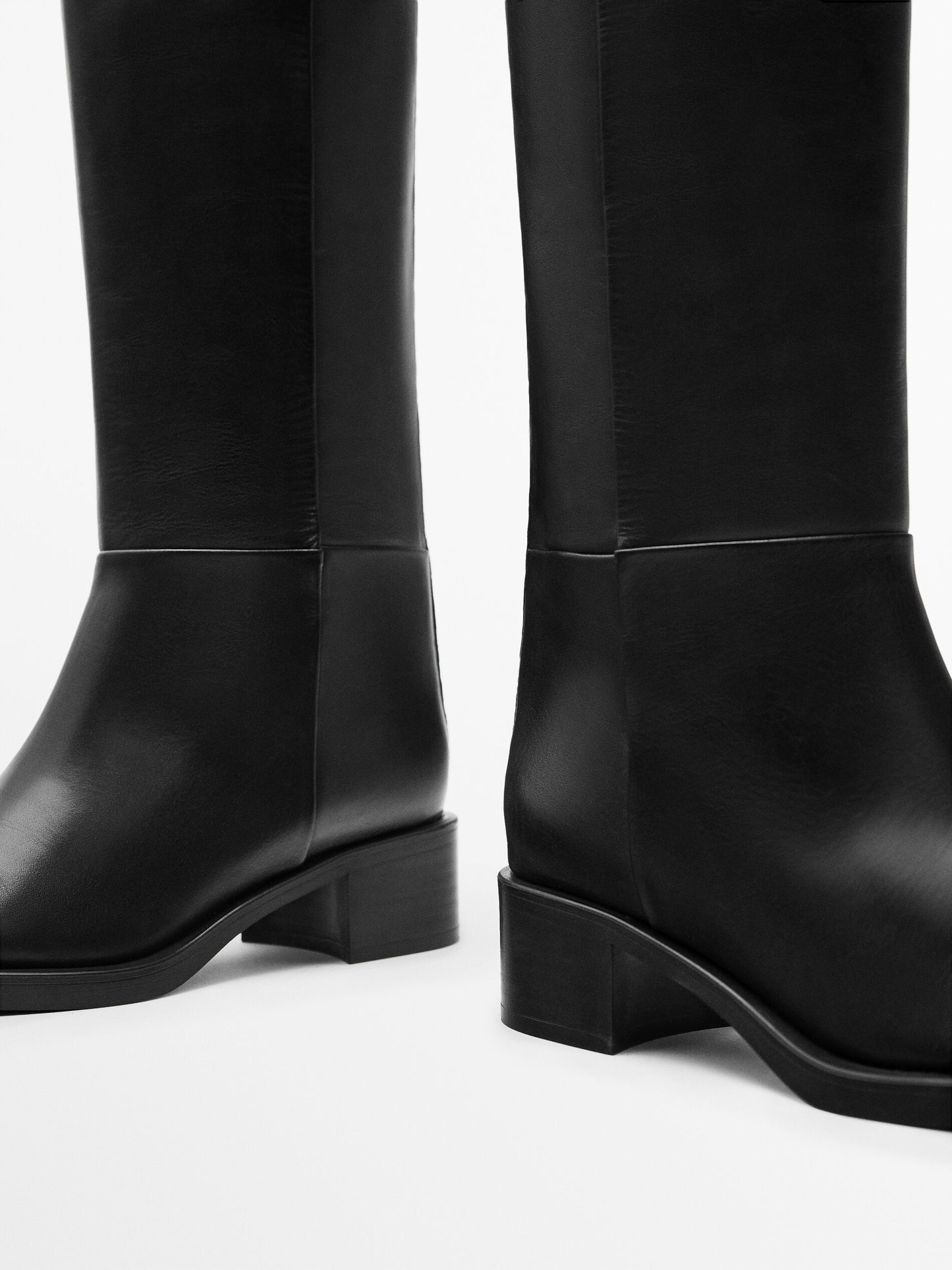 MASSIMO DUTTI BOTTES PLATES EN CUIR STYLE ÉQUESTRE
