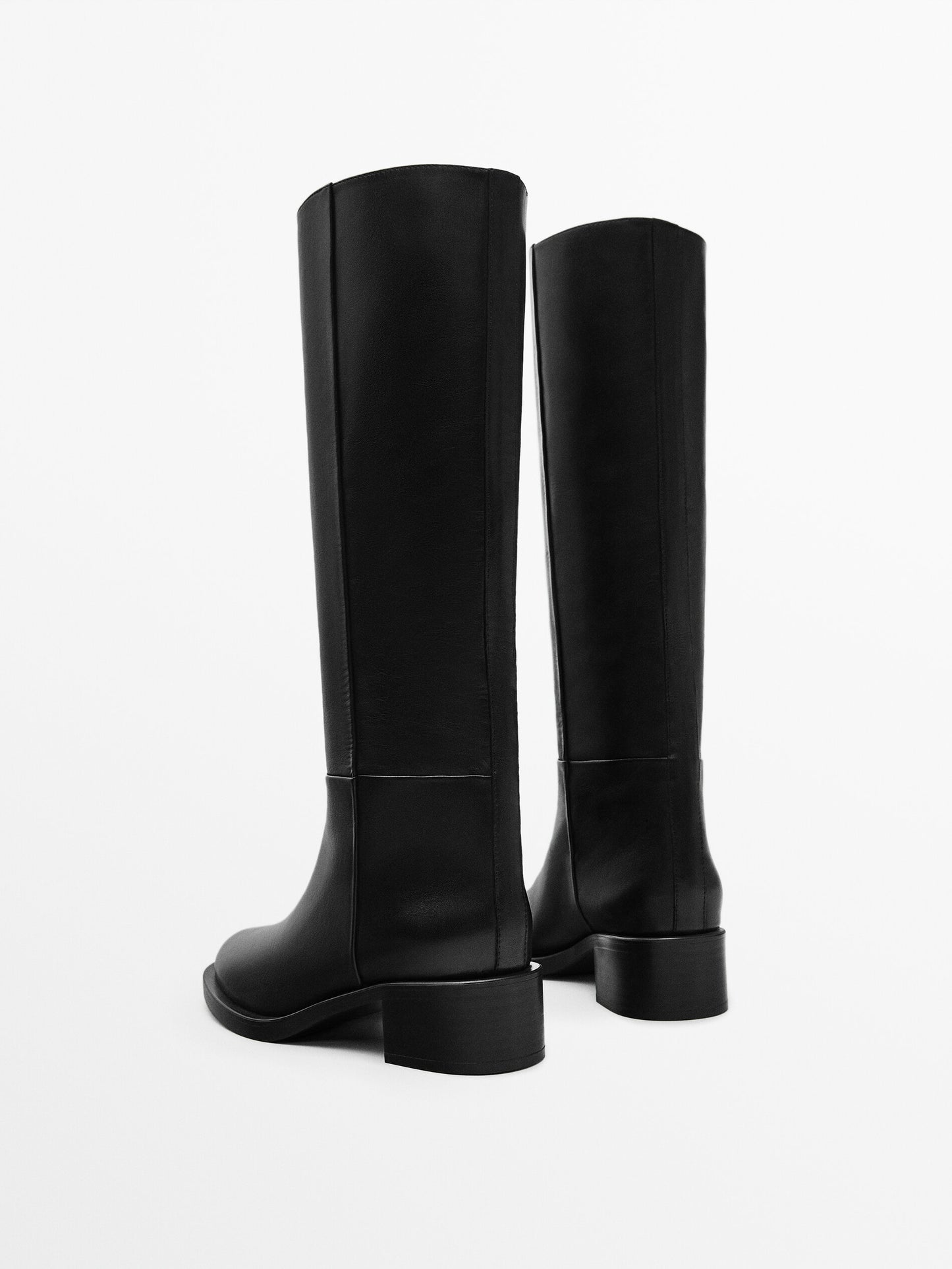 MASSIMO DUTTI BOTTES PLATES EN CUIR STYLE ÉQUESTRE