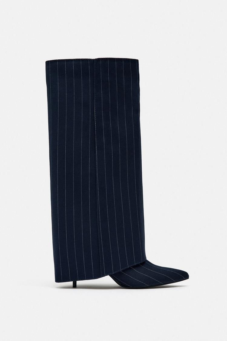 BOTTES HAUTES À TALONS EN TISSU