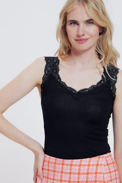 PROMOD DÉBARDEUR À BRETELLES EN DENTELLE NOIR