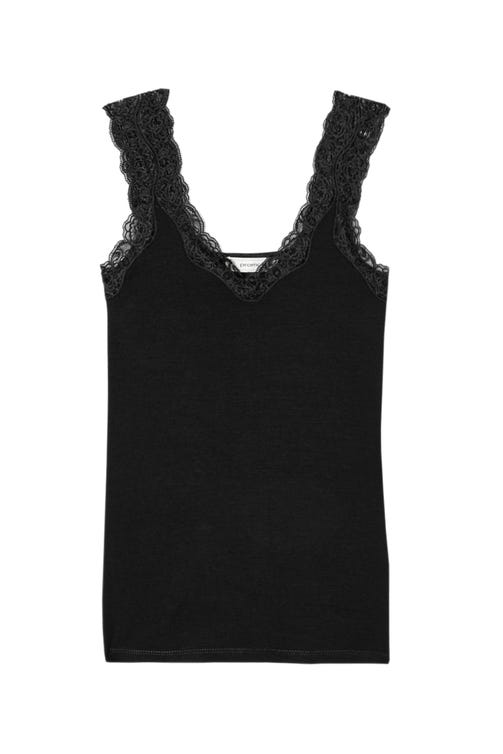 DÉBARDEUR À BRETELLES EN DENTELLE NOIR