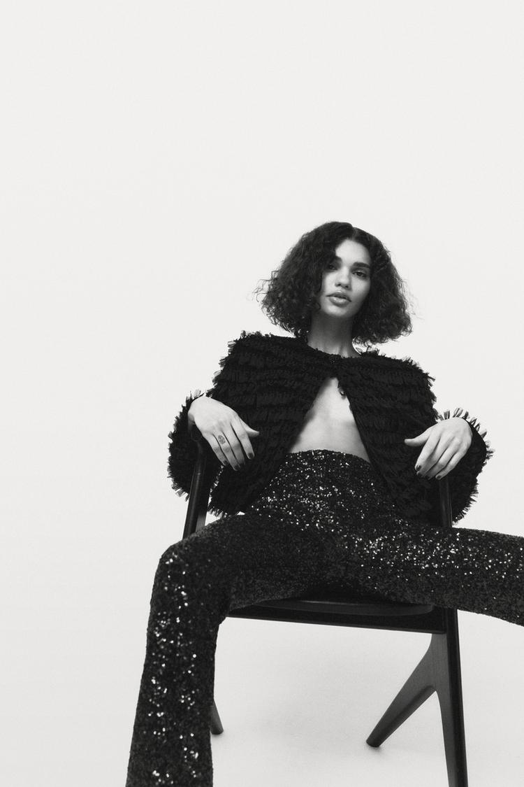 VESTE EN VELOURS À FRANGES