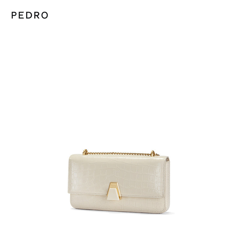 PEDRO Sac Croco Avec Chaîne Convertible - Écru