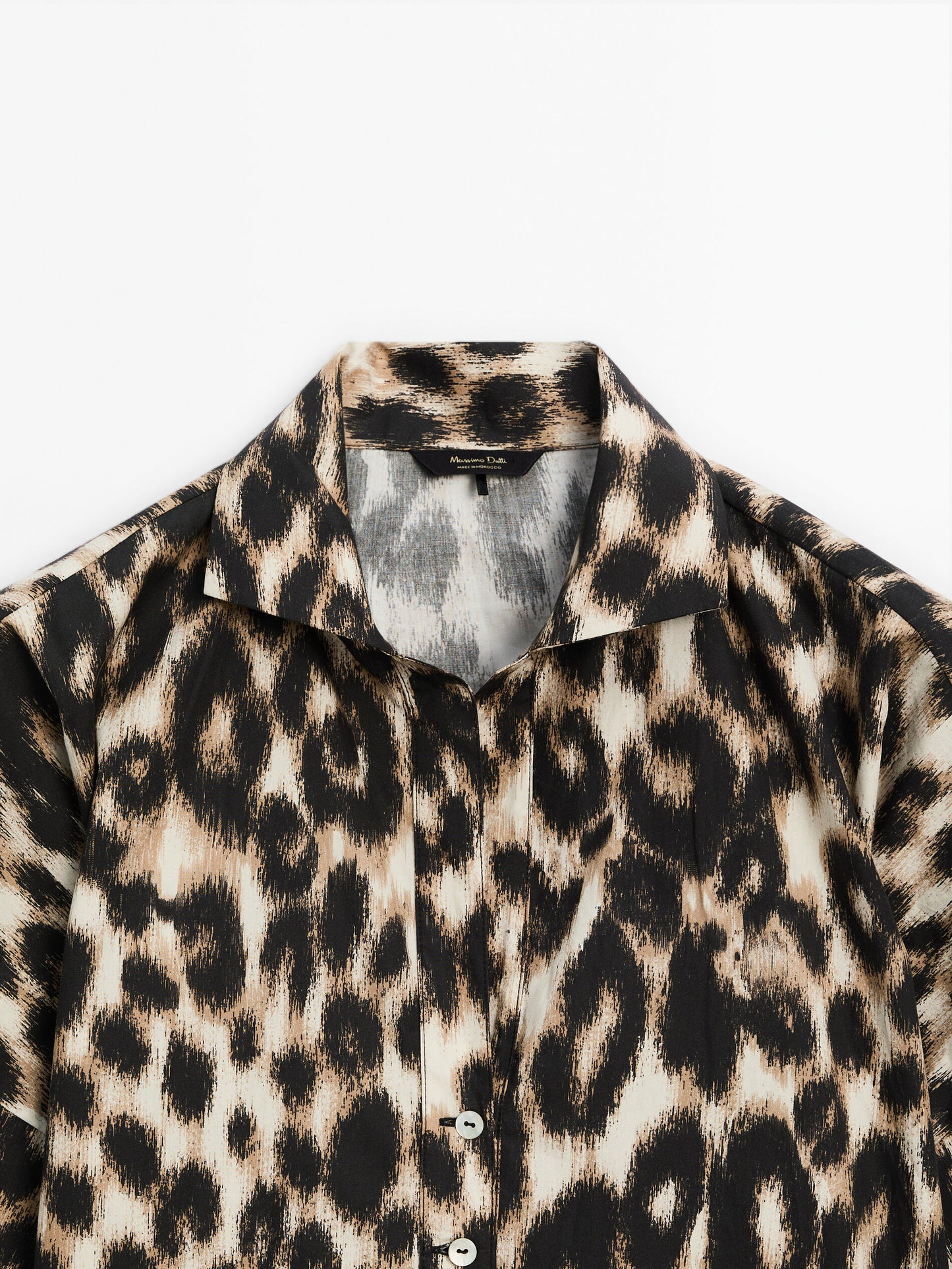 MASSIMO DUTTI CHEMISE À COL POLO ET IMPRIMÉ LÉOPARD