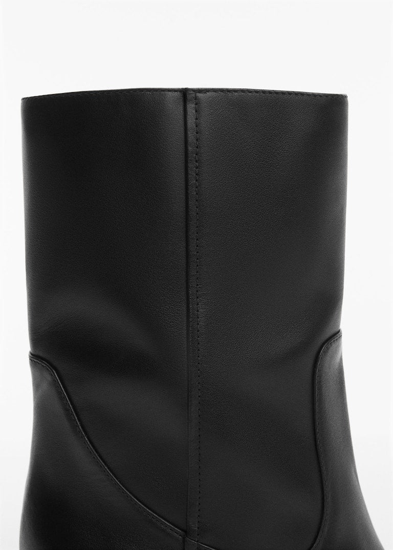 MANGO BOTTINES CUIR À TALON KITTEN HEEL