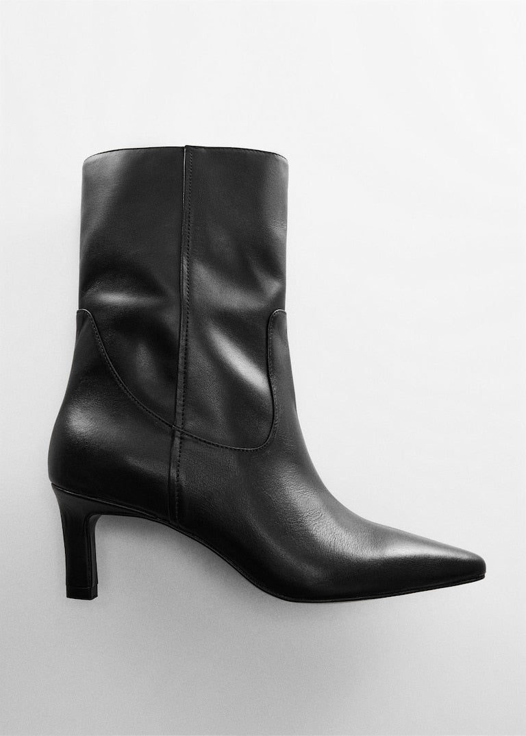 MANGO BOTTINES CUIR À TALON KITTEN HEEL