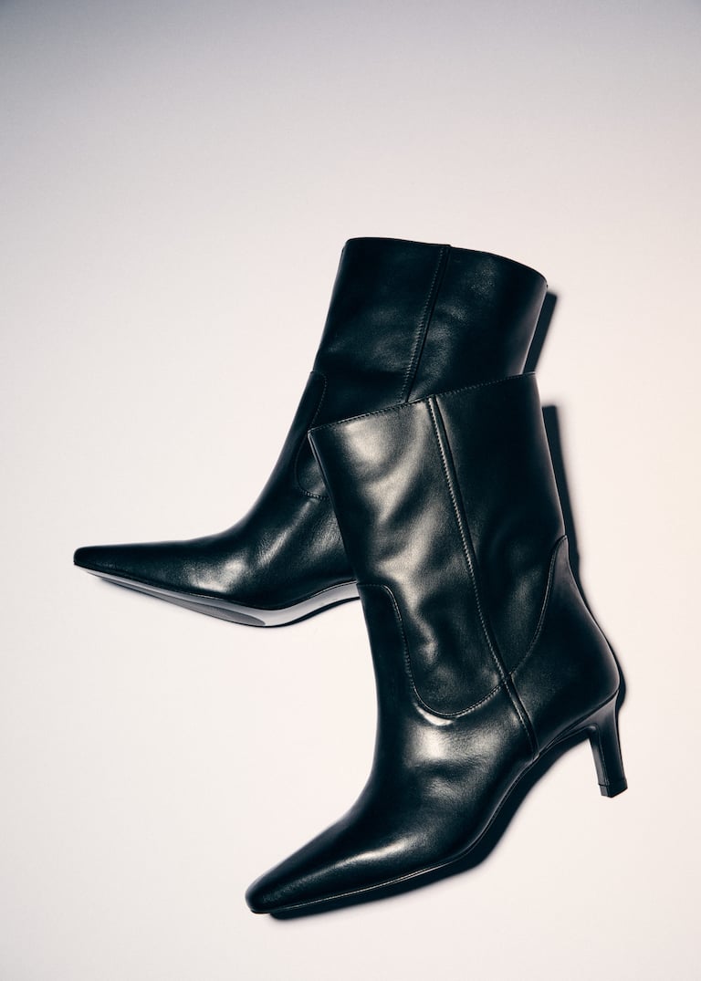 MANGO BOTTINES CUIR À TALON KITTEN HEEL