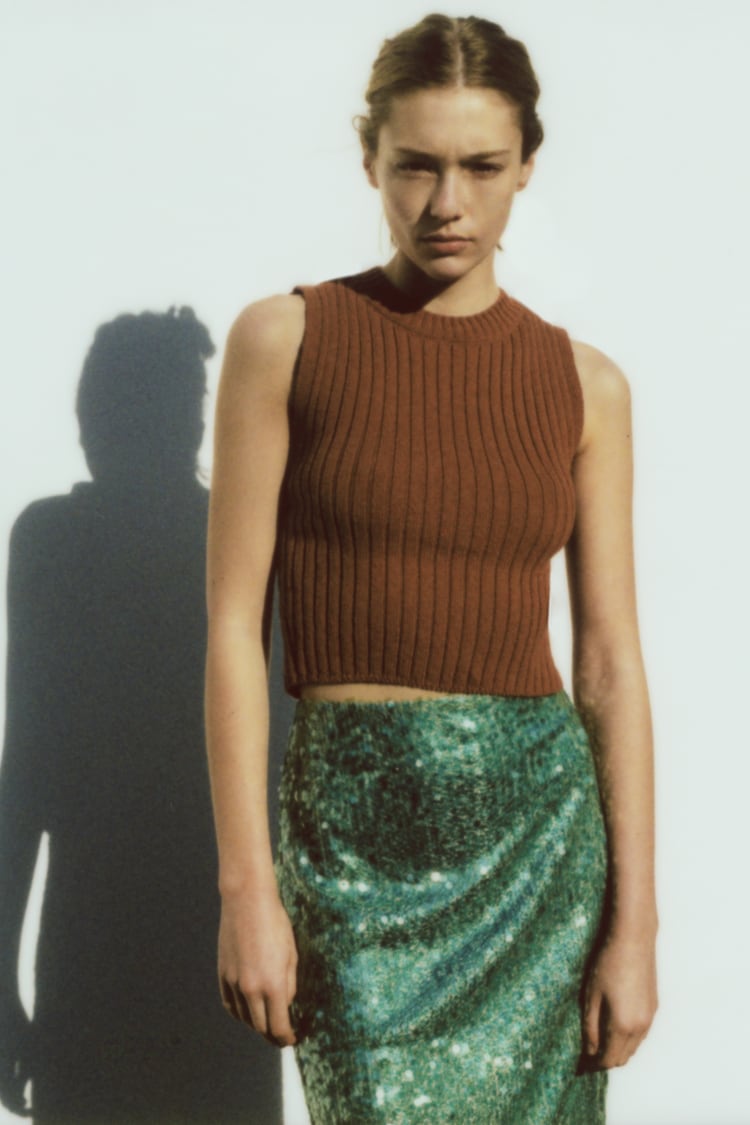 Jupe Droite À Sequins Green 💚