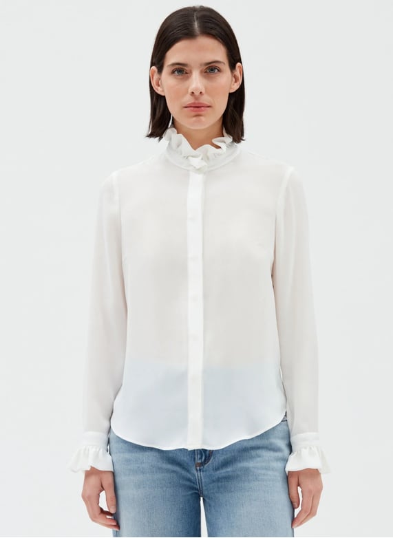 CLAUDIE PIERLOT CHEMISIER COL VICTORIEN BLANC