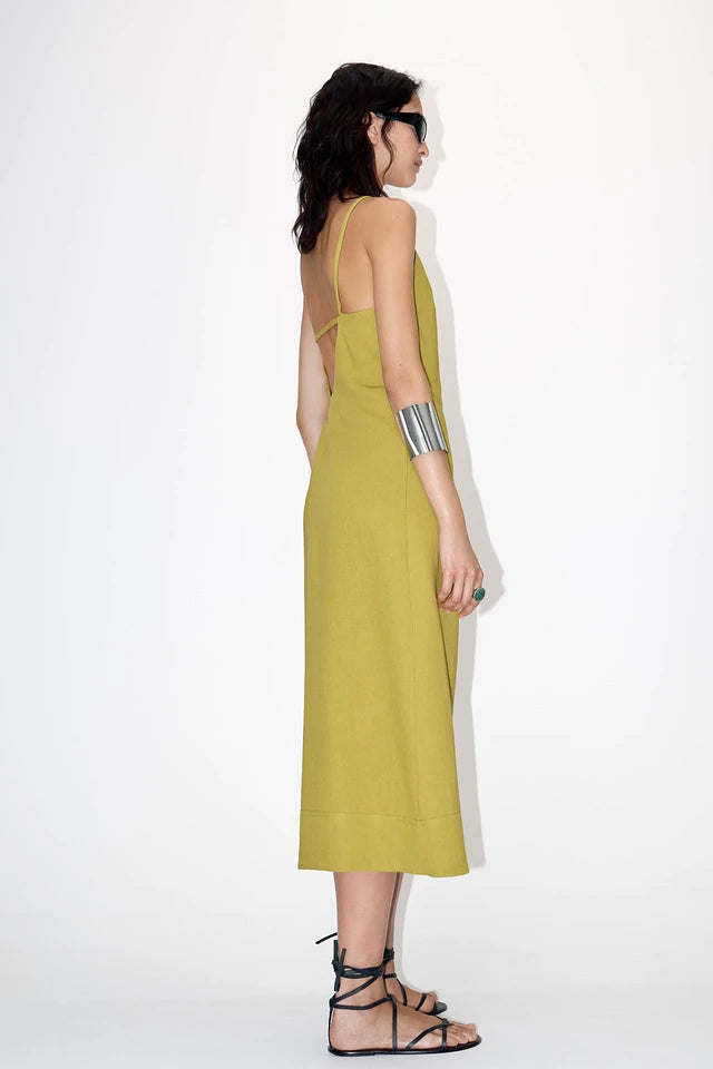 ROBE HALTER NECK EN MÉLANGE LIN COLLECTION ZW
