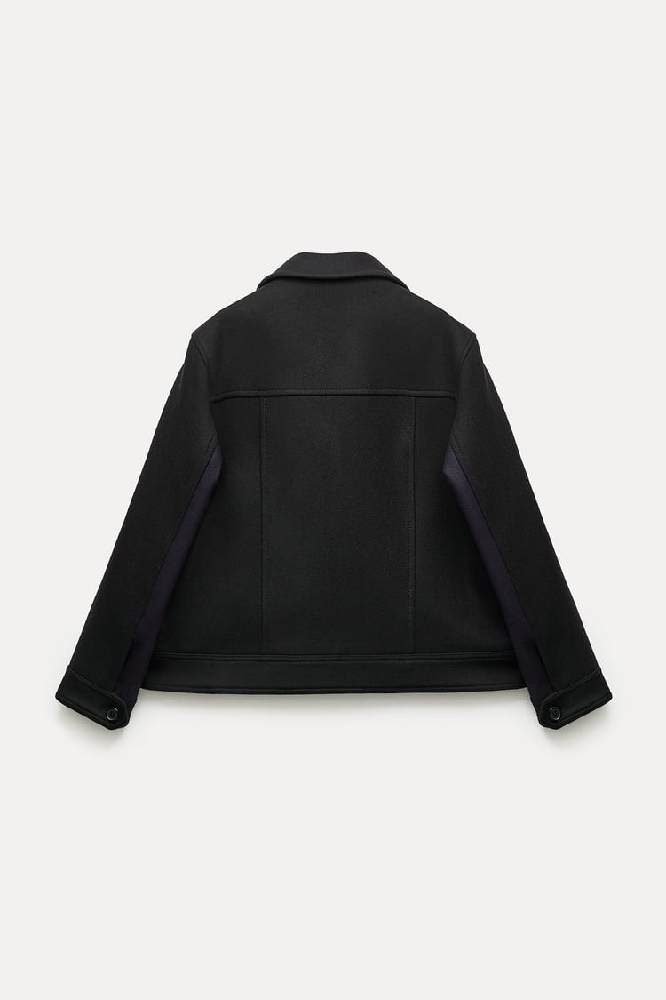 MANTEAU COURT À BLOCS DE COULEUR AVEC LAINE COLLECTION ZW
