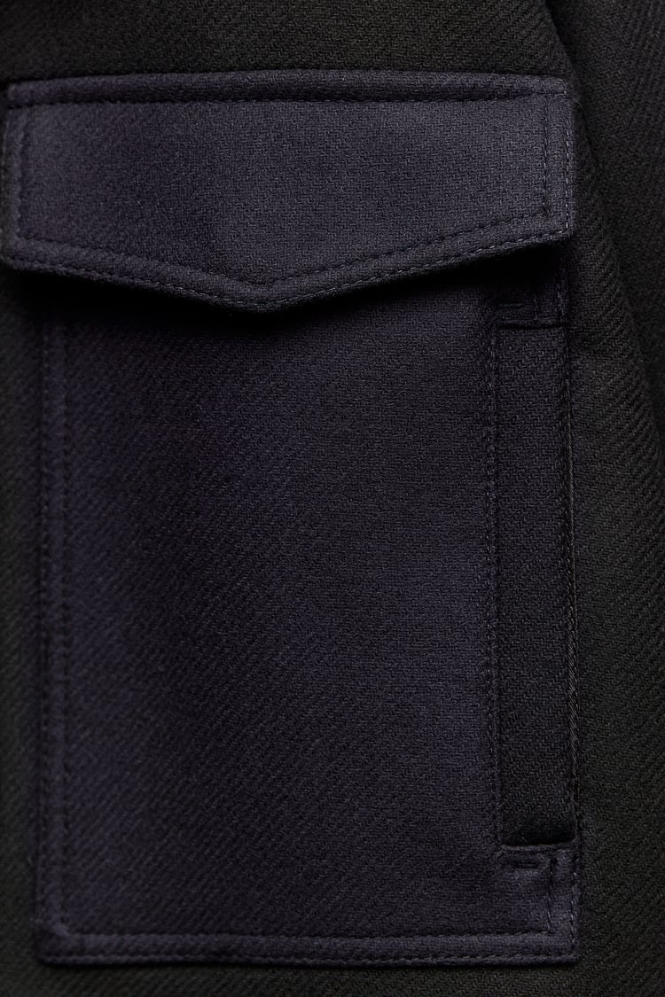 MANTEAU COURT À BLOCS DE COULEUR AVEC LAINE COLLECTION ZW