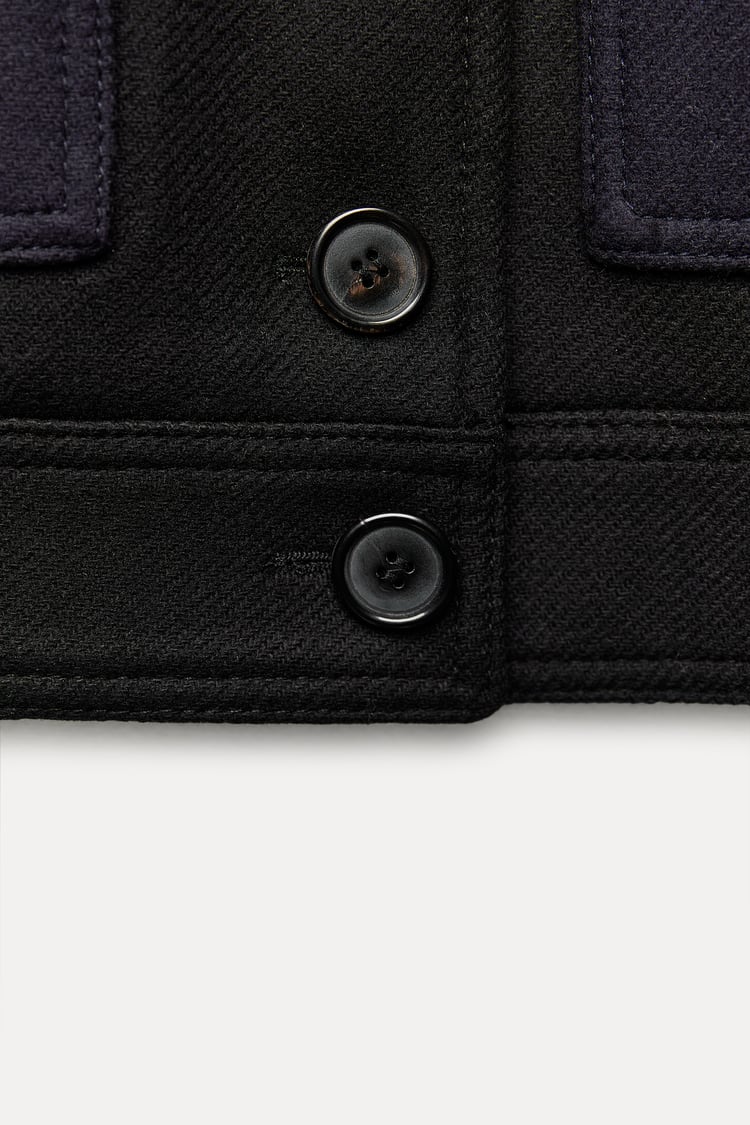 MANTEAU COURT À BLOCS DE COULEUR AVEC LAINE COLLECTION ZW