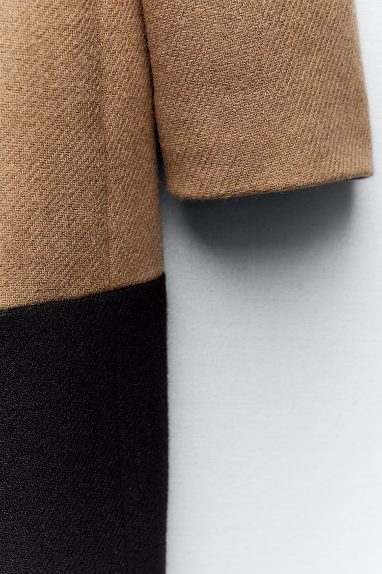 MANTEAU À BLOCS DE COULEUR AVEC LAINE