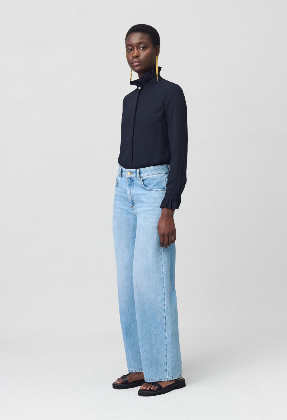 CLAUDIE PIERLOT CHEMISE COL VICTORIEN MARINE