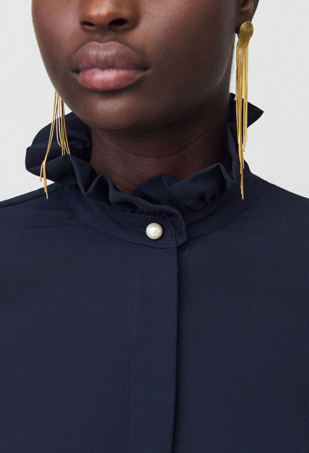 CLAUDIE PIERLOT CHEMISE COL VICTORIEN MARINE