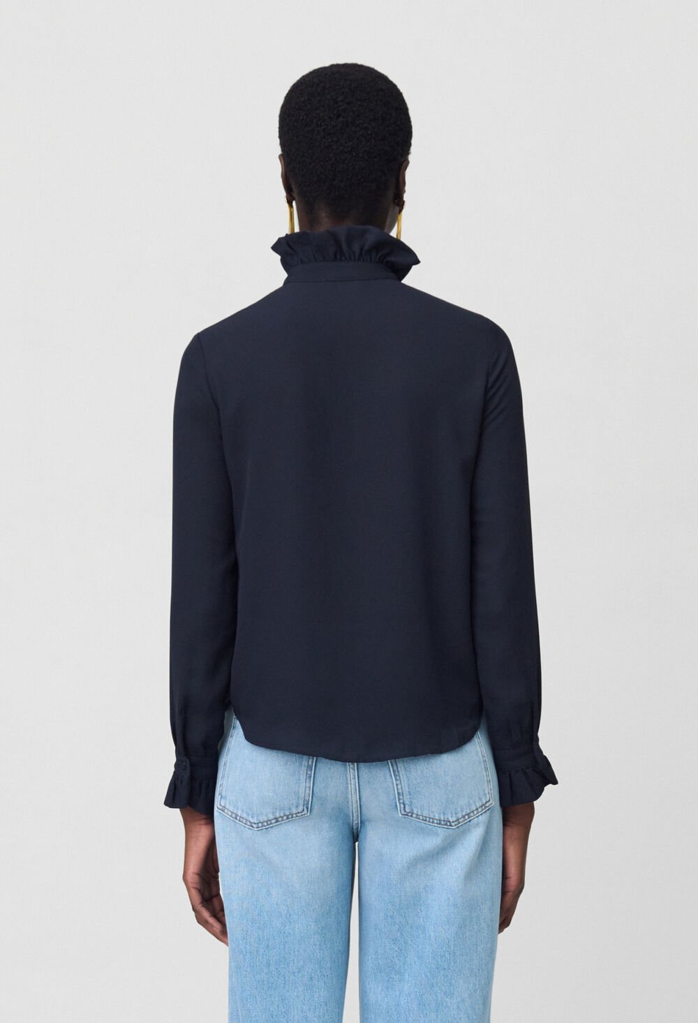 CLAUDIE PIERLOT CHEMISE COL VICTORIEN MARINE