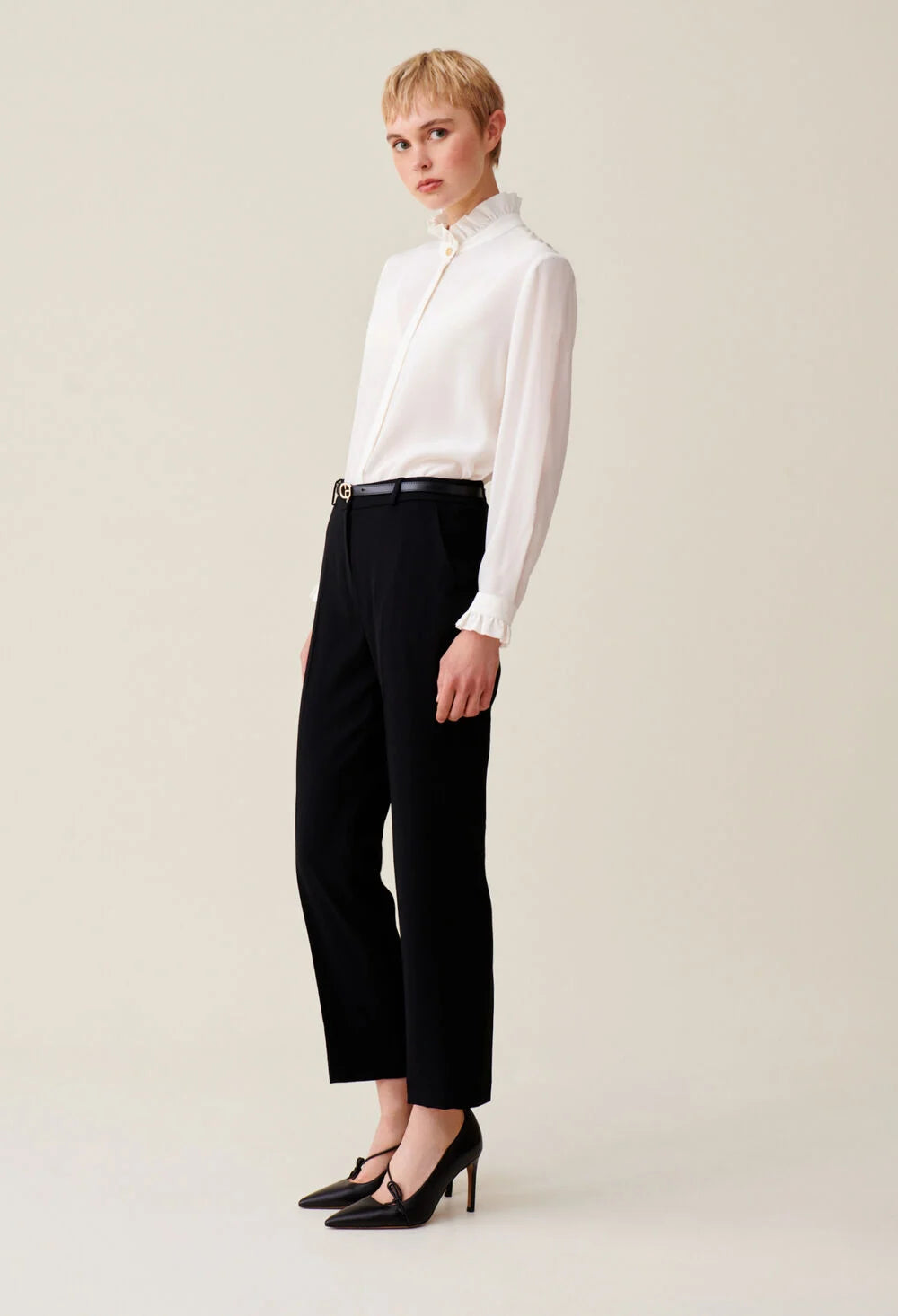 CLAUDIE PIERLOT CHEMISIER COL VICTORIEN BLANC