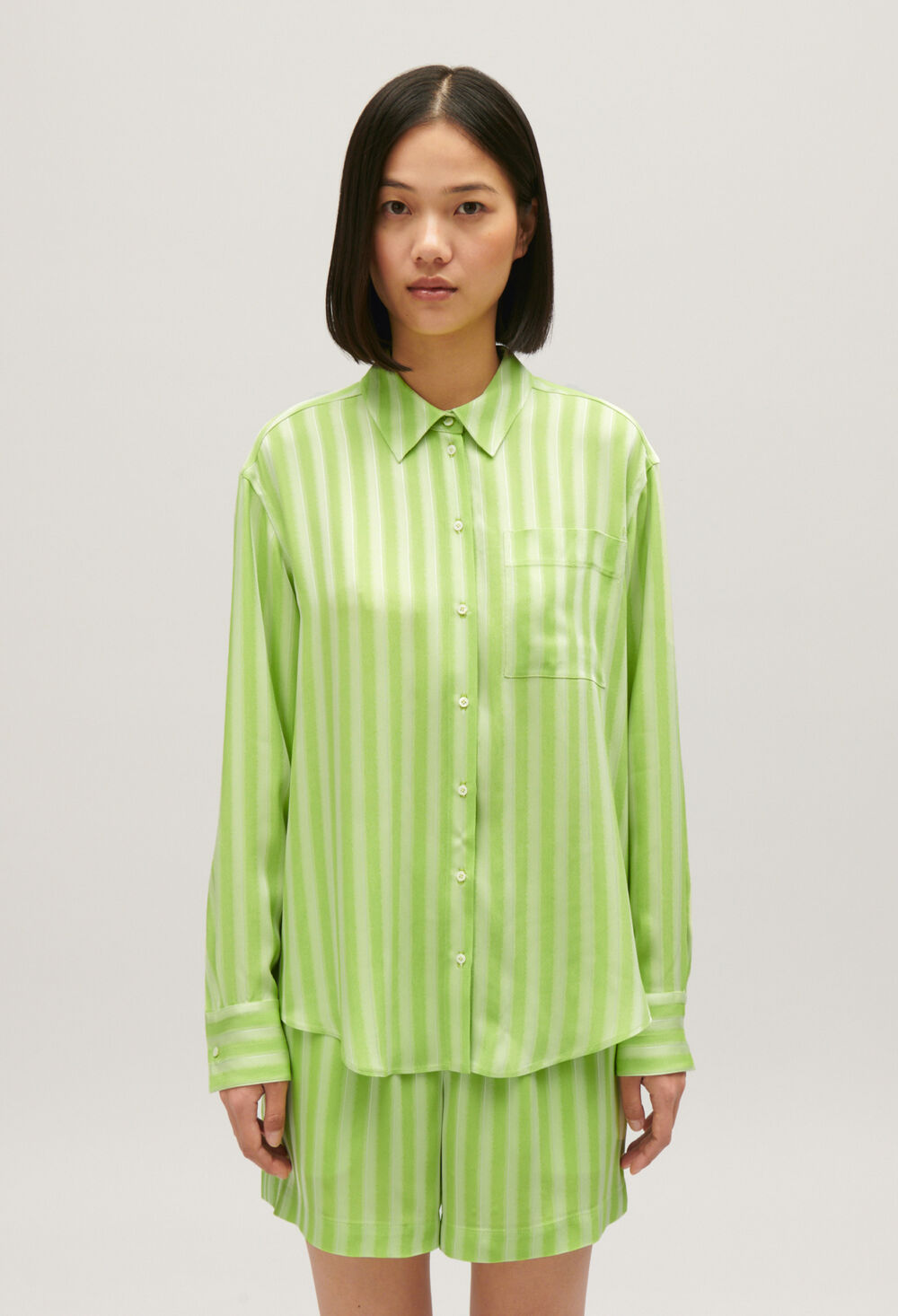 CLAUDIE PIERLOT CHEMISE FLUIDE RAYURES MATCHA