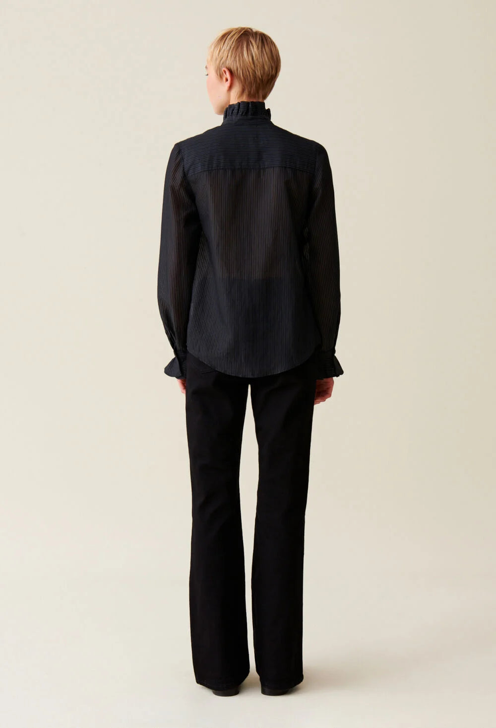 CLAUDIE PIERLOT CHEMISE FLUIDE À COL VOLANTÉ RAYURES