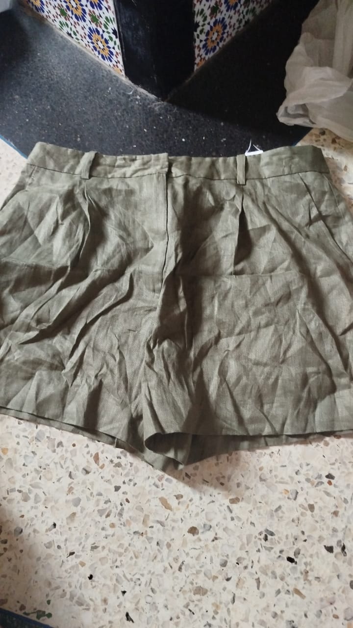 BERMUDA TAILLE HAUTE AVEC LIN