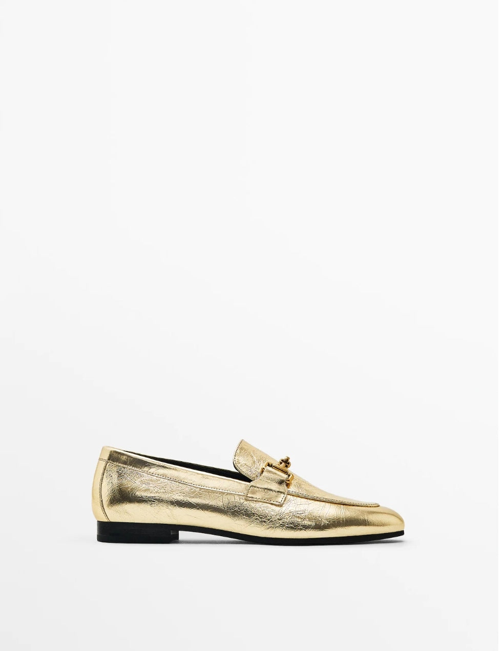 MASSIMO DUTTI MOCASSINS EN CUIR EFFET CRAQUELÉ BOUCLE