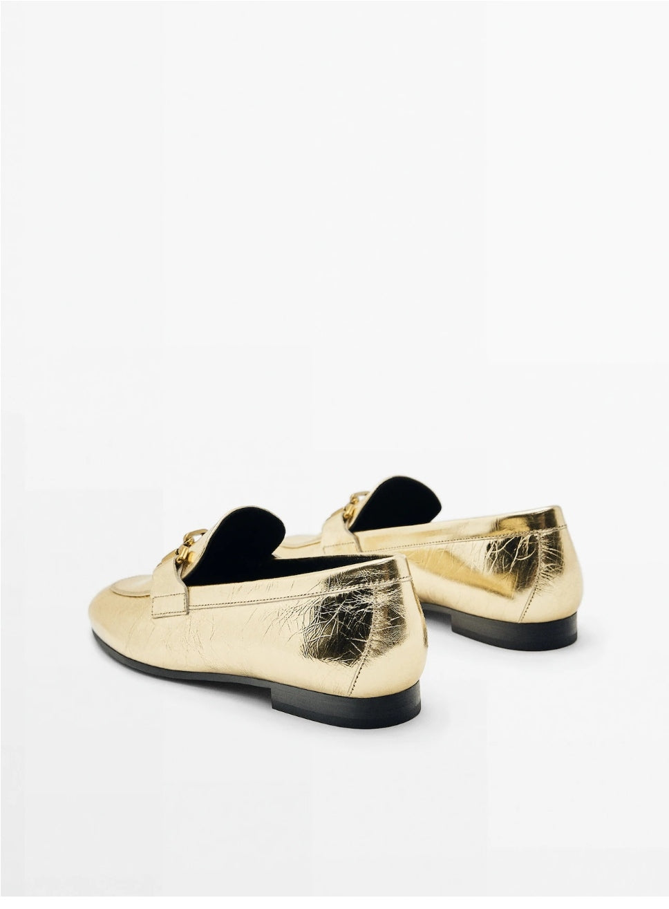MASSIMO DUTTI MOCASSINS EN CUIR EFFET CRAQUELÉ BOUCLE