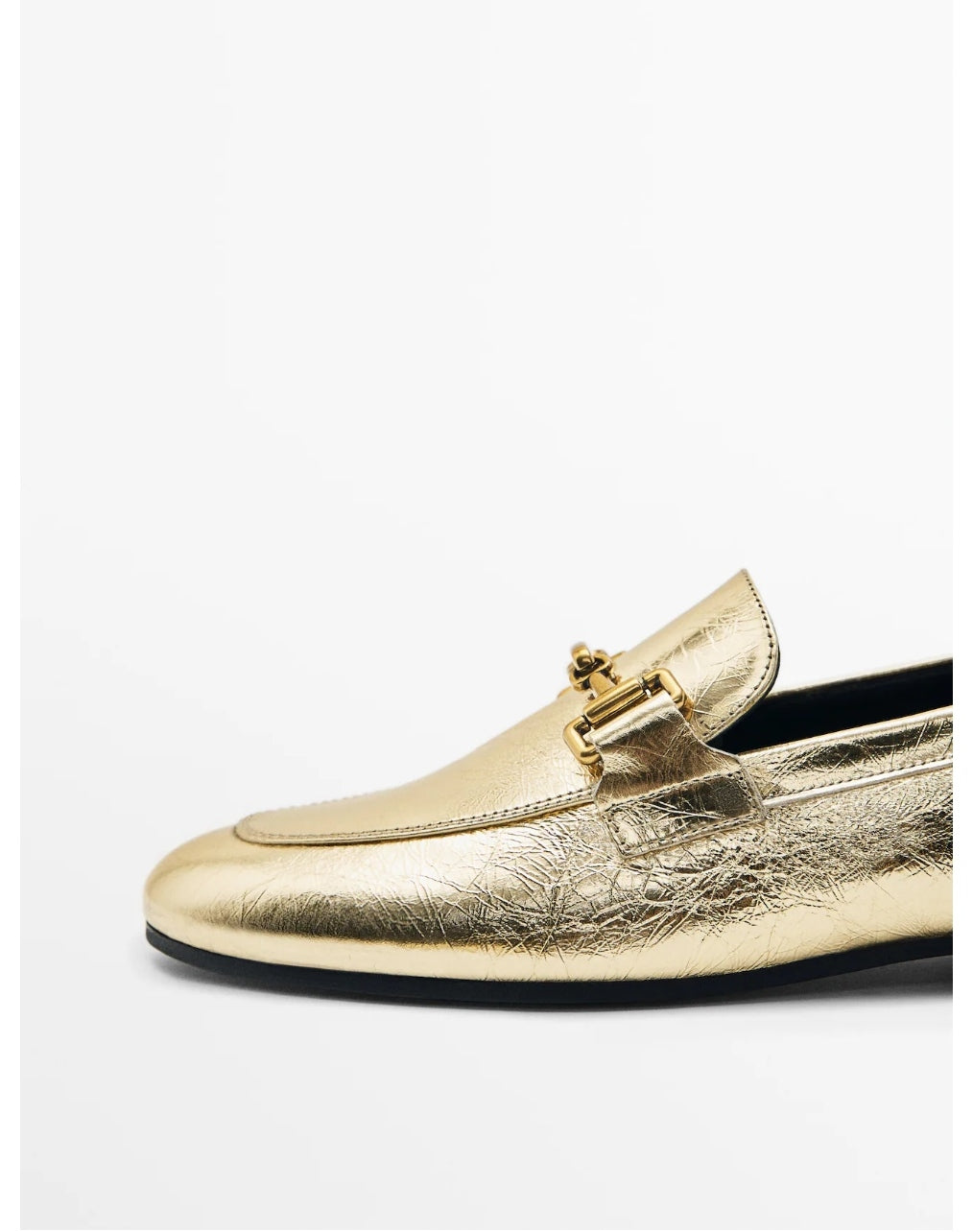 MASSIMO DUTTI MOCASSINS EN CUIR EFFET CRAQUELÉ BOUCLE