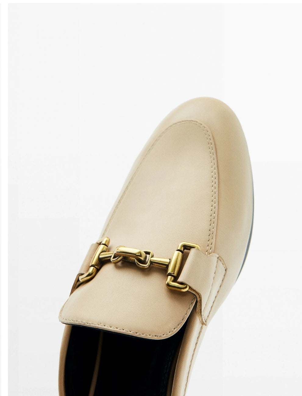 Mocassins Cuir Boucle Métallique Cru